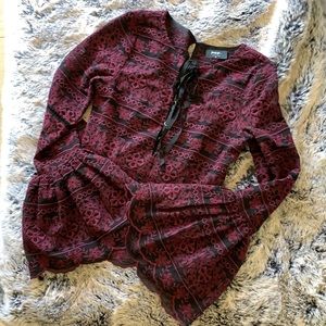 (3/$21) Nasty Gal | Lace Up Bell Sleeve Blouse